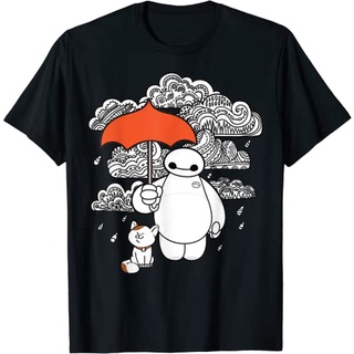 เสื้อยืดผ้าฝ้ายพรีเมี่ยม เสื้อยืด พิมพ์ลายเมฆฝน Disney Big Hero 6 Baymax สําหรับผู้ชาย