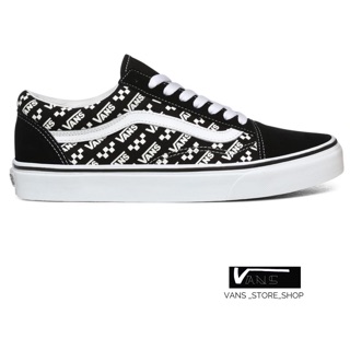 VANS OLD SKOOL LOGO REPEAT SCHUHE BLACK  TRUE WHITE SNEAKERS สินค้ามีประกันแท้