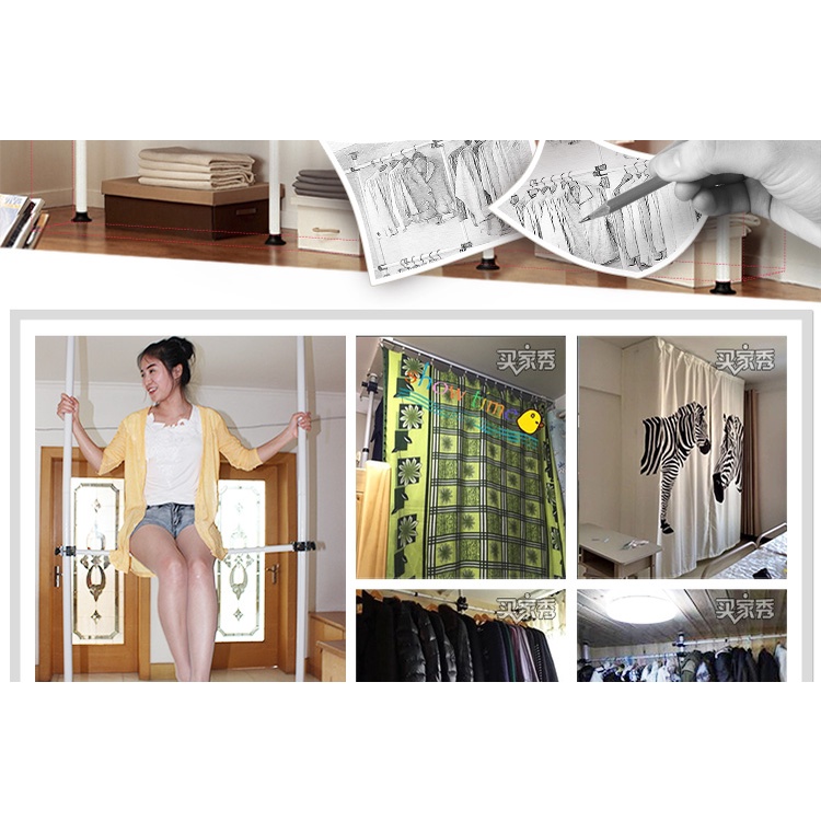 Braun Mall ราวแขวนผ้า ชุดใหญ่ 4 /6ราวแขวน ราวแขวนไม่ต้องเจาะ ใช้แทนตู้เสื้อผ้าได้ดี ประกอบง่าย ราวแขวนเสื้อ - รูปที่ 5