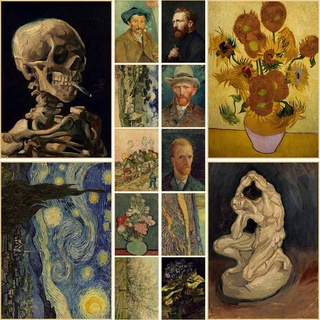 โปสเตอร์กระดาษคราฟท์ พิมพ์ลาย Van Gogh Works สไตล์คลาสสิก สําหรับตกแต่งผนังบ้าน ห้องนั่งเล่น บาร์