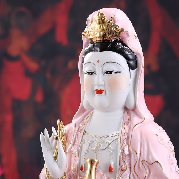 ¤✙✻Buddha Statue Guanyin Statue Ceramic Crafts Creative Painting Ornaments High White Porcelain Baohong Guanyin Statues