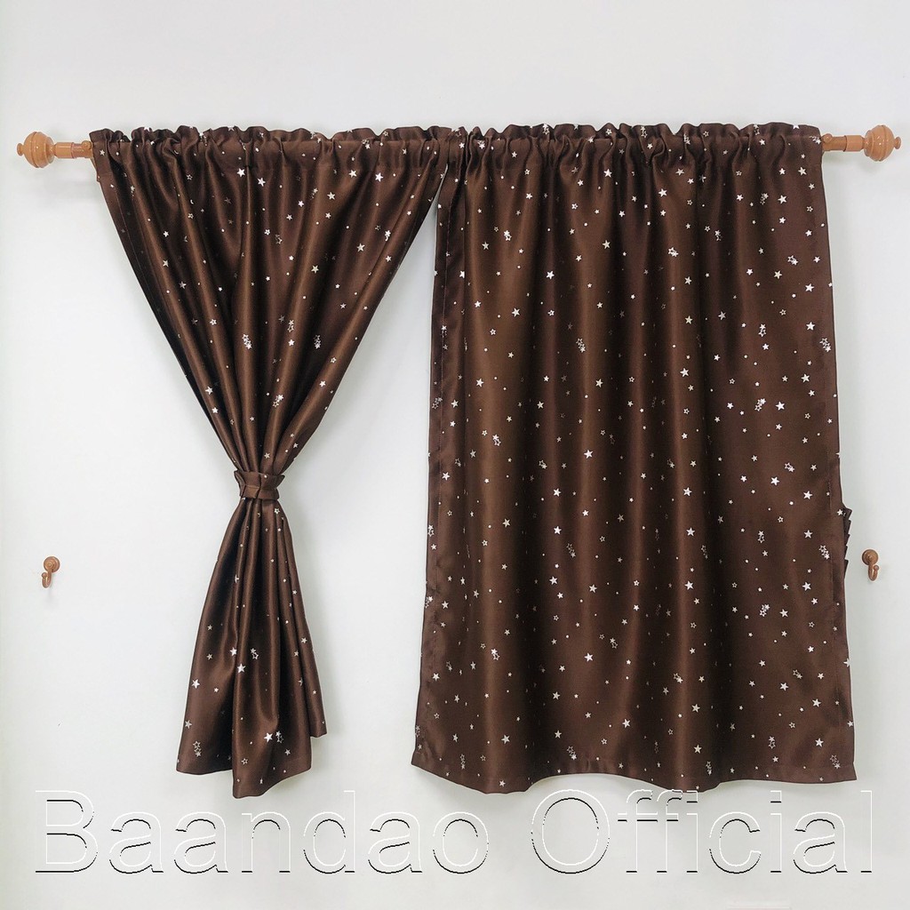 แนะนำ ผ้าม่าน ผ้าม่านสอดลวดUV ผ้าหนา เนื้อดี (ลายดาว) สีน้ำตาล ราคาพิเศษ มีเก็บเงินปลายทาง