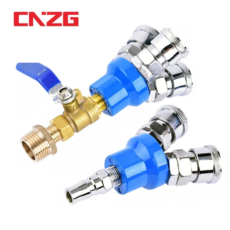 CNZG 1/4 Air Compressor Manifold 2 Way Quick Connect Multi Hose Coupler ข้อต่อข้อต่อ
