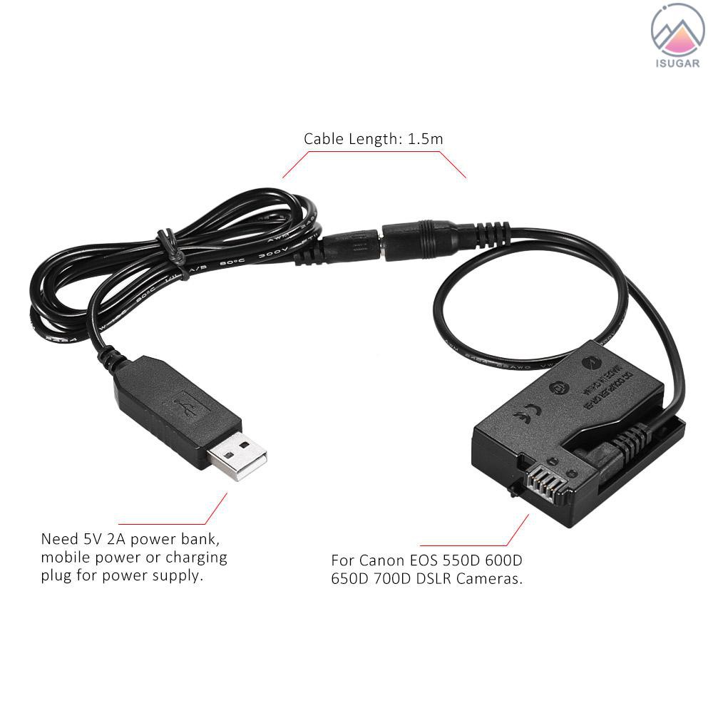 Andoer DR-E8 Dummy Battery with DC Power Bank USB Adapter Cable ...