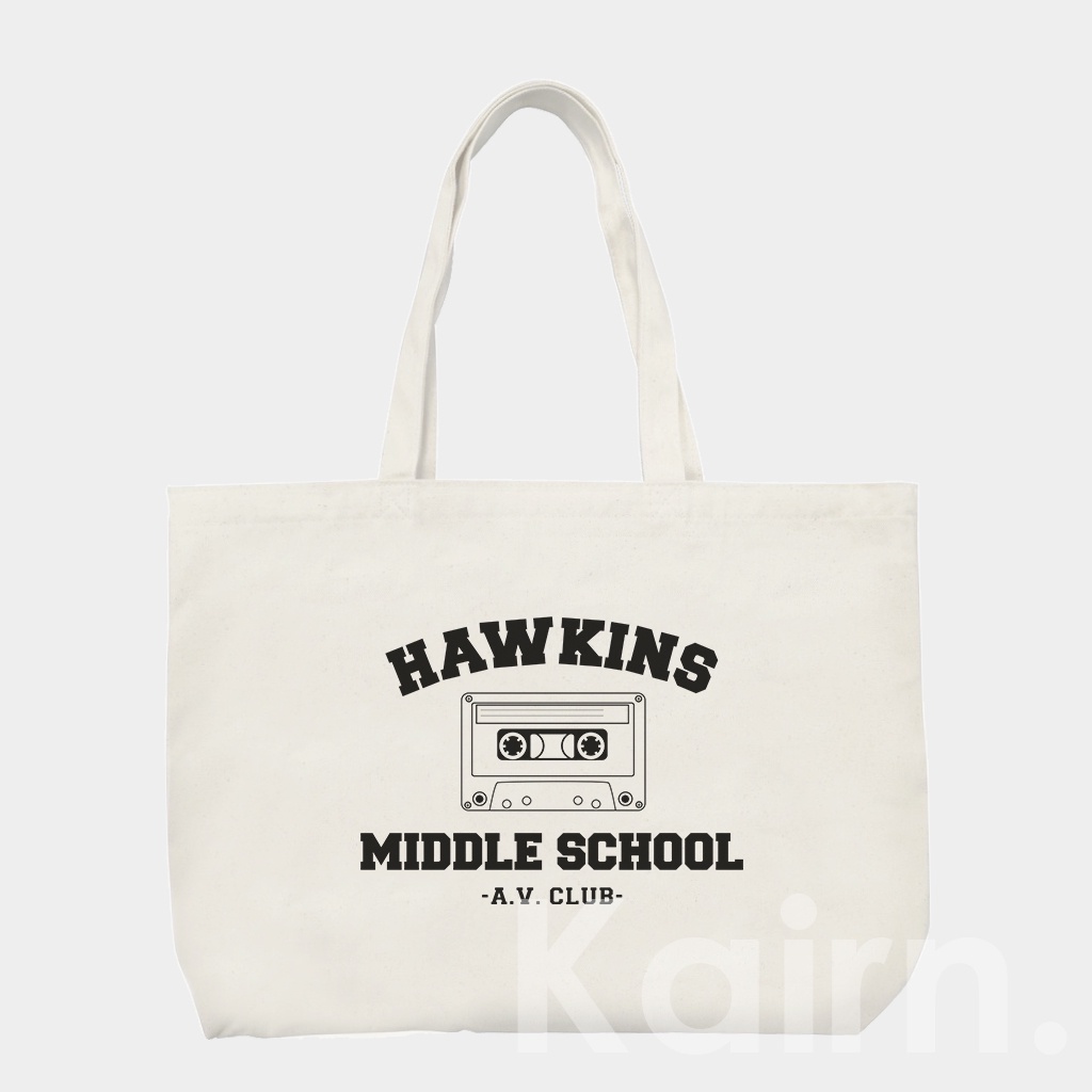 Nudie Bag Magnet/ Canvas Tote Bag Stranger Things - Hawkins Middle School AV Club