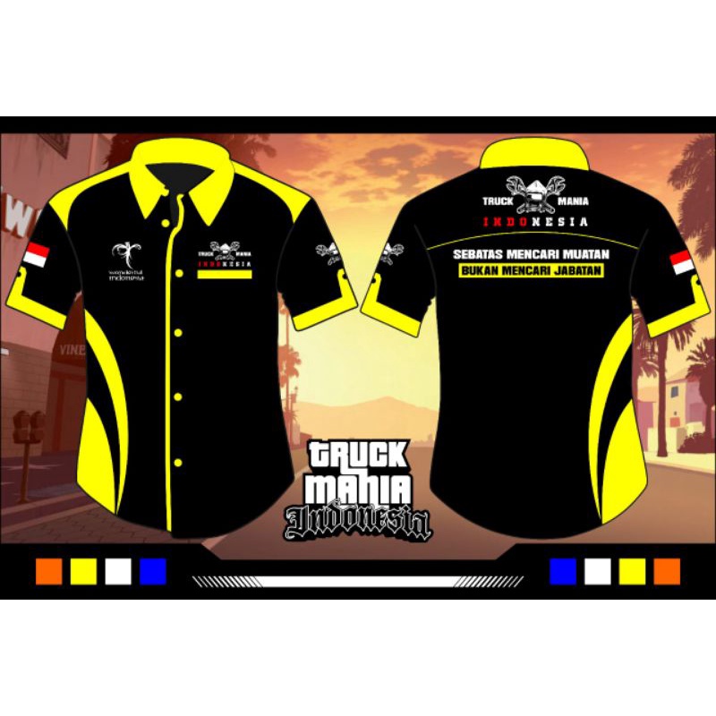 Kemeja MANIA INDONESIA เสื้อรถบรรทุก / MANIA INDONESIA เสื้อรถบรรทุก / MANIA INDONESIA TRUCK HEM / M