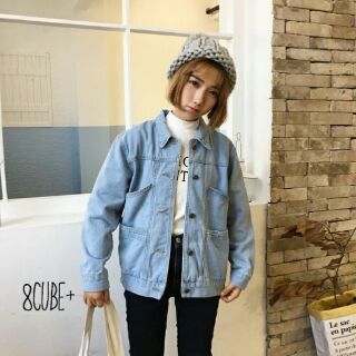 Streetwear big pockets denim jacket