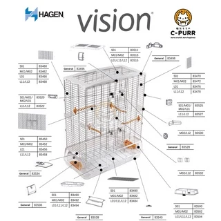 [V.1 ชิ้นเล็ก] อะไหล่ กรงวิชั่น กรงนก HAGEN VISION