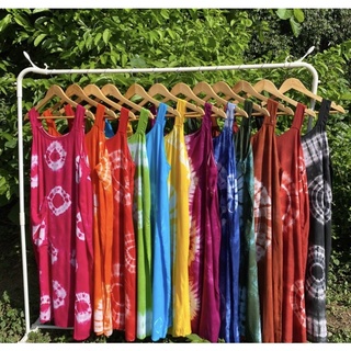ชุดนอนกระโปรงผ้าสปันมัดย้อม พร้อมส่ง 13 สี