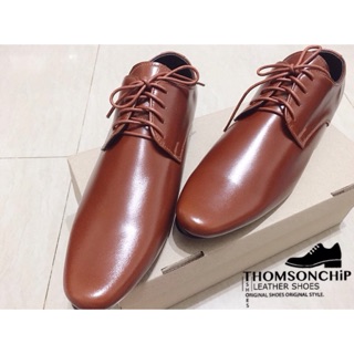 LEATHER BROWN SHOES รองเท้าหนังหัวแหลม