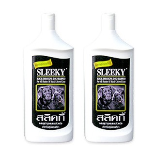 แชมพู สลิคกี้ บำรุงขนและผิวหนัง สำหรับสุนัขขนสีดำ 350 ml. (2 ขวด) Sleeky Black Enchancing Dog Shampoo 350 ml. (2 Units)