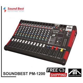 SOUNDBEST PM-1200 POWER MIXER 12 ช่อง 300+300 วัตต์ มิกซ์ มิกเซอร์ เพาเวอร์ มีขยาย แอมป์ในตัว Sound Best PM1200 มิกแอมป์