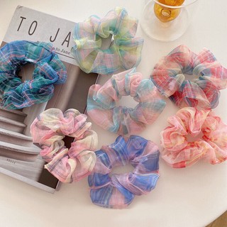 ♡ Scrunchie 💗✨ สีสันสดใสมาแล้วค้า ยางรัดผมลายตาราง สีสดใสสุดๆไปเลย มี 7 สี ยางรัดผมสีหวานพาสเทล