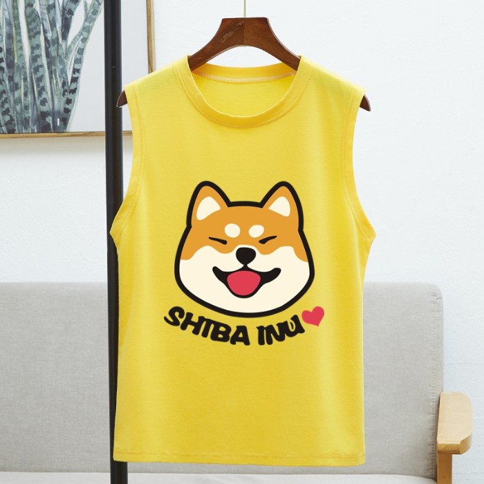 ฤดูร้อน ล่าสุด ลายการ์ตูนลูกสุนัข หลวม สบาย ๆ เสื้อแขนกุด 8สี S~3XL
