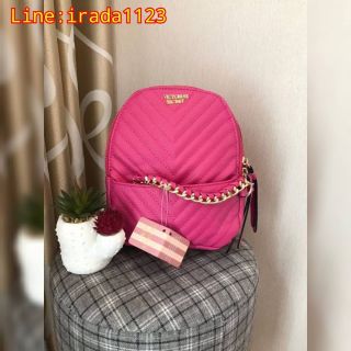 Victoria’s Secret Pebbled V-Quilt Small City Backpack ของแท้ ราคาถูก