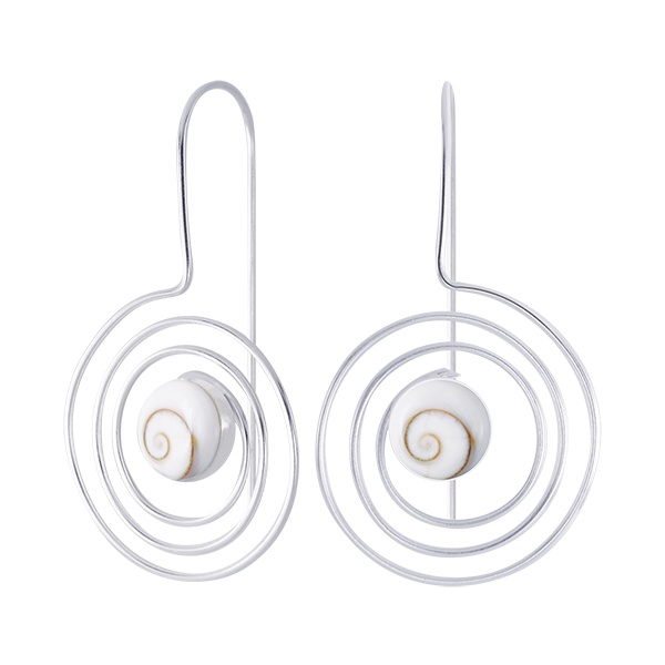 [พร้อมส่ง]  Round spiral earrings swirl maze silver shiva eye ต่างหูเงินแท้925 ใส่แล้วไม่แพ้ ไม่ชุบเ