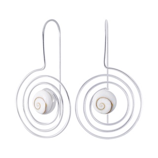 SILVER THAI Round spiral earrings swirl maze silver shiva eyeต่างหูเงินแท้925ตัวเรือนตรงกลางเป็นรูปก้นหอย