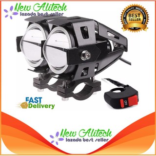 New Alitech ไฟตัดหมอก ไฟสปอร์ตไลท์ LED มอเตอร์ไซค์ Big bike มีไฟสูง ไฟต่ำ และโหมดกระพริบ 2 โคม พร้อมสวิทซ์ 1psc