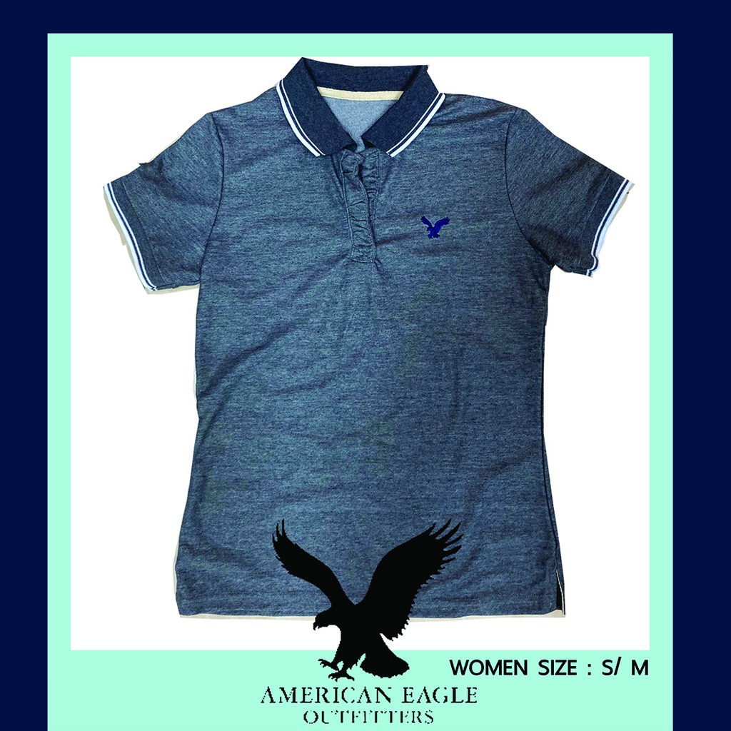 เสื้อโปโล American Eagle สีเทา สำหรับผู้หญิง และผู้ชาย