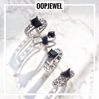 ‼️โค้ดBEHKH ลด60฿‼️ แหวนเงินแท้ silver ring 92.5% รมดำ ปรับขนาดได้ แบรนด์ Oopjewel