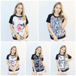 เสื้อพิมลายแบรนด์ด้านหน้าผ้าไหมอิตาลี่นิ่มลื่น