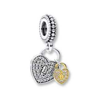 (พร้อมส่ง)*New*Pandora Heart padlock silver dangle with 14k