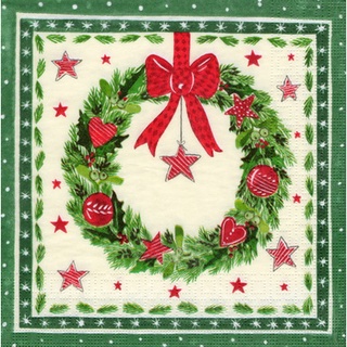 Pladao Napkin ภาพ คริสต์มาส พวงหรีด Christmas กระดาษ แนพกิ้น สำหรับงานศิลปะ เดคูพาจ decoupage ขนาด L 33x33