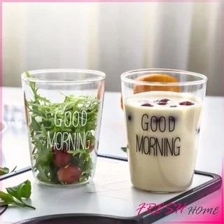Fresh แก้วกาแฟ สกินตัวหนังสือ Good Moring ดีไซน์เลิศ Breakfast Glass