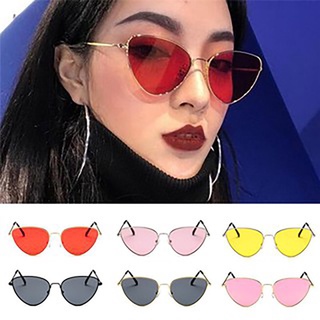 แว่นกันแดดตาแมว Women Cat Eye Sunglasses Retro Metal Woman Ocean Mirror Sunglass UV400 Eyewear