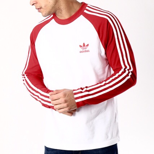 แขนยาว Adidas Retro CLFN - สีขาว/แดง