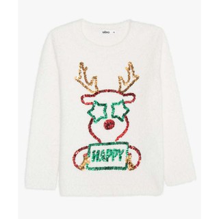 gemo kids sweater เสื้อกันหนาว แบบสวม ทรงตรง ผ้า knitted เนื้อยืด ขนตุ๊กตานุ่ม