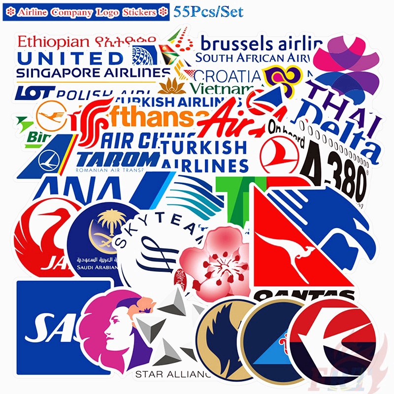 ❉ Airlines Flight Series 01 - Airline Company Logo สติ๊กเกอร์ ❉ 55Pcs/Set Waterproof DIY Mixed Doodle Decals สติ๊กเกอร์