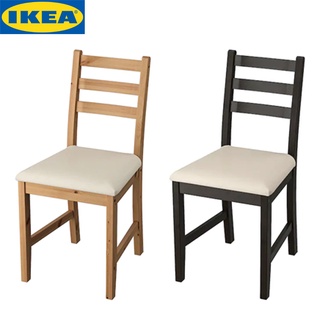 IKEA LERHAMN เลร์ฮัมน์ เก้าอี้, โครงเก้าอี้ทำจากไม้จริงซึ่งเป็นวัสดุธรรมชาติที่แข็งแรงทนทาน ผ้าหุ้มทำความสะอาดง่าย