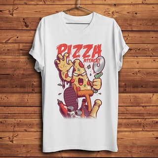 ขายดี!เสื้อยืดแขนสั้นลําลอง พิมพ์ลายการ์ตูนอนิเมะ Pizza kaiju Attack สีขาว สไตล์สตรีท สําหรับผู้ชาย และผู้หญิงS-5XL