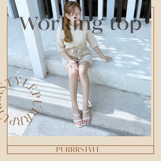 🍵 Working top 🍵 - เสื้อใส่ทำงานผูกโบว์เอว | purrrstyle