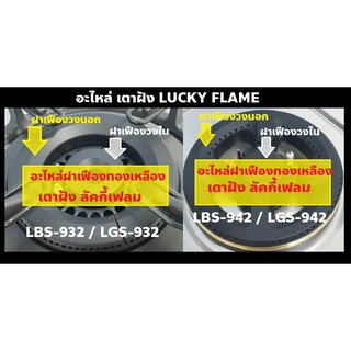 อะไหล่ เตาฝัง ลัคกี้เฟลม LuckyFlame ของแท้ (เฉพาะ ฝาเฟือง ฝาใน ฝานอก ทองเหลือง หัวเตาแก๊สแบบฝัง) LBS LGS 932 / 942