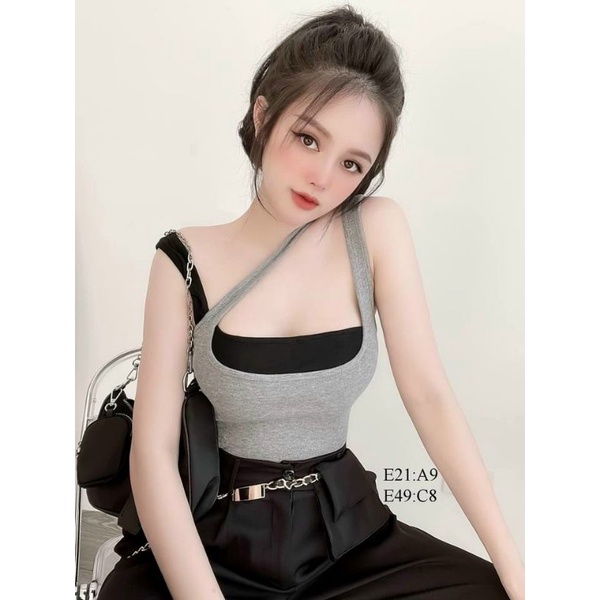 Vietnam GIRL FASHION SPORT TOP WEAR 南女装厂家用室内件套吊带短款休闲运动风上衣