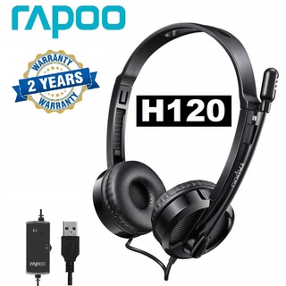 (H120) HEADSET (หูฟัง) RAPOO STEREO HEADSET USB SMOOTH HD VOICE CALL สายยาว 3.5mm - ประกัน 2 ปี SYNNEX