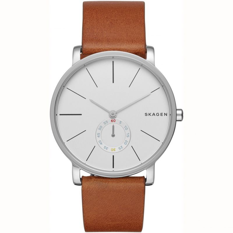 นาฬิกาผู้ชาย แบรนด์เนม Men's Skagen Hagen Brown Leather Watch SKW6273 ของแท้ 100% รับประกันศูนย์ 1 ปี