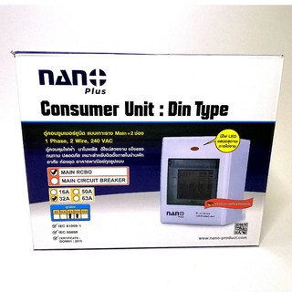 ตู้คอมซูเมอร์ยูนิต แบบเกาะราง Main32A+2 ช่อง NANO PLUS ของแท้