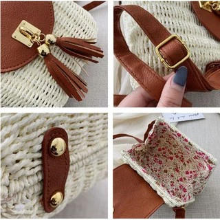 กระเป๋าสาน Tassel bag ตกแต่งพู่ ( A98 )