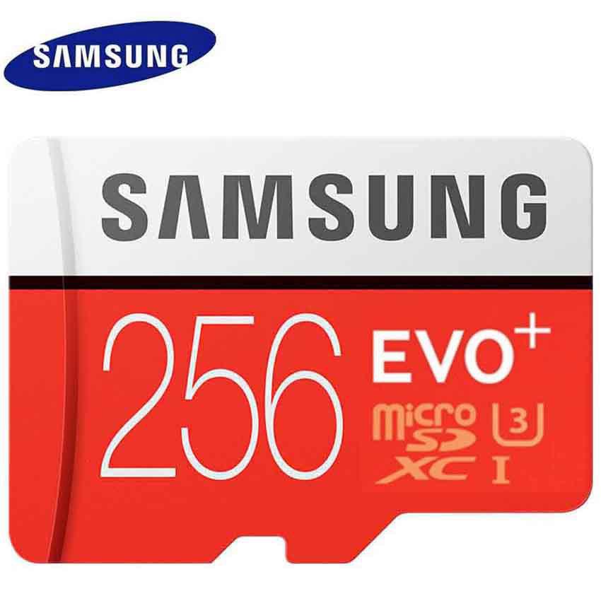 การ์ดหน่วยความจำ SAMSUNG EVO Plus U3 Memory Card 256 GB C 10 TF card Micro SD 256g + อะแดปเตอร์