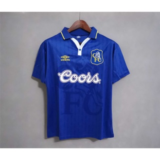 เสื้อกีฬาแขนสั้น ลายทีมชาติฟุตบอล Chelsea 95-97 ชุดเหย้า สไตล์เรโทร