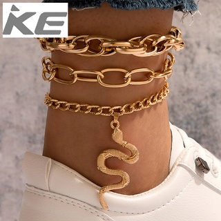Heavy Metal Footwear Snake Chain Three Anklet Geometric Animal MultiAnklet for girls for women