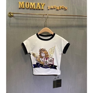 เสื้อยืดคอกลมแขนตุ๊กตา งานป้าย Momay