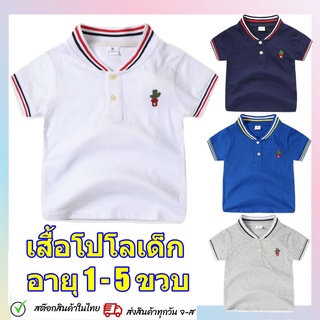 เสื้อโปโลเด็ก เสื้อเด็ก เสื้อคอโปโล อายุ1-5ขวบ ลายปักกระบองเพชร สินค้าพร้อมส่ง