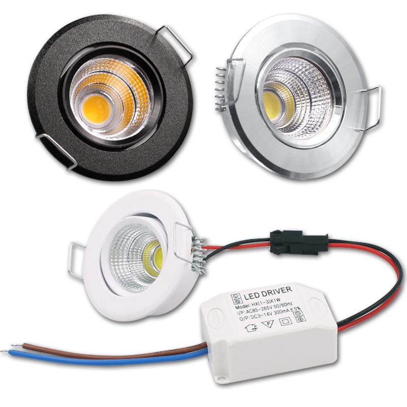 Led Mini โคมไฟเพดาน LED Spot light Lamp 3W LED ดาวน์ไลท์สีขาว,สีดํา,เงิน Mini downlight Cabinet Spot Lamp