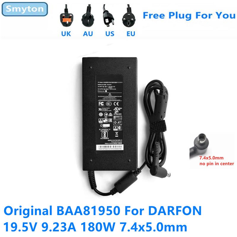 AC Adapter Charger สําหรับ MSI DARFON 19.5V 9.23A 180W BAA81950 GE63 GL73 GP73 GL65 9SE GE75 RAIDER 