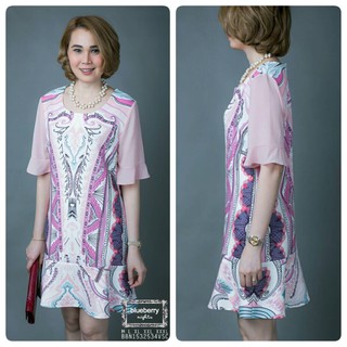 เดรสสวีทพาสเทลเวอร์ซาเช่ ชายระบายแขนชีฟอง สไตล์เวอร์ซาเช่ Size L สีชมพู