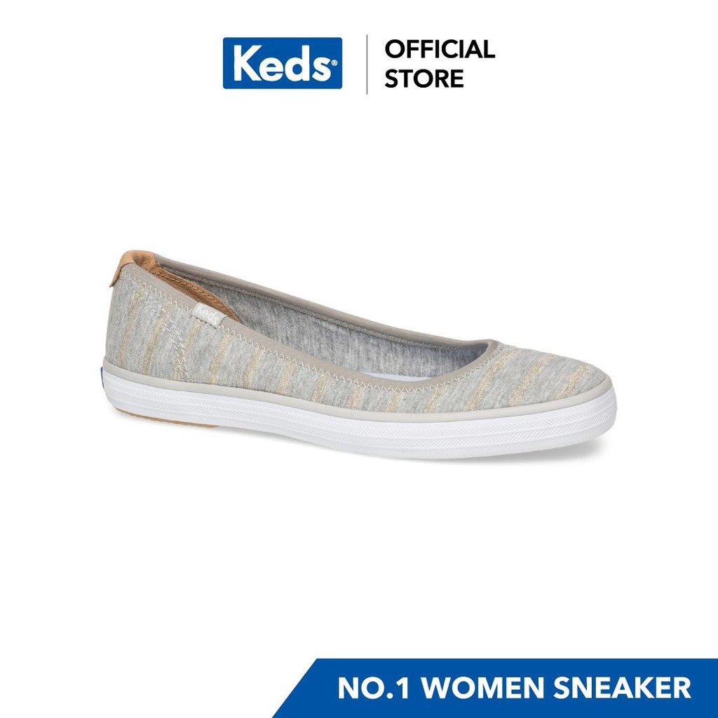 KEDS WF59940 BRYN LUREX JERSEY LT GRAY รองเท้าผู้หญิง แบบสวม สีเทา